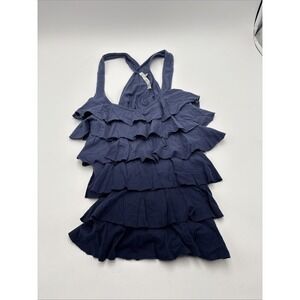 Lauren Conrad Women's Ruffled Tank Top Blue Size XS Beach Pool Wear Casual Xback
